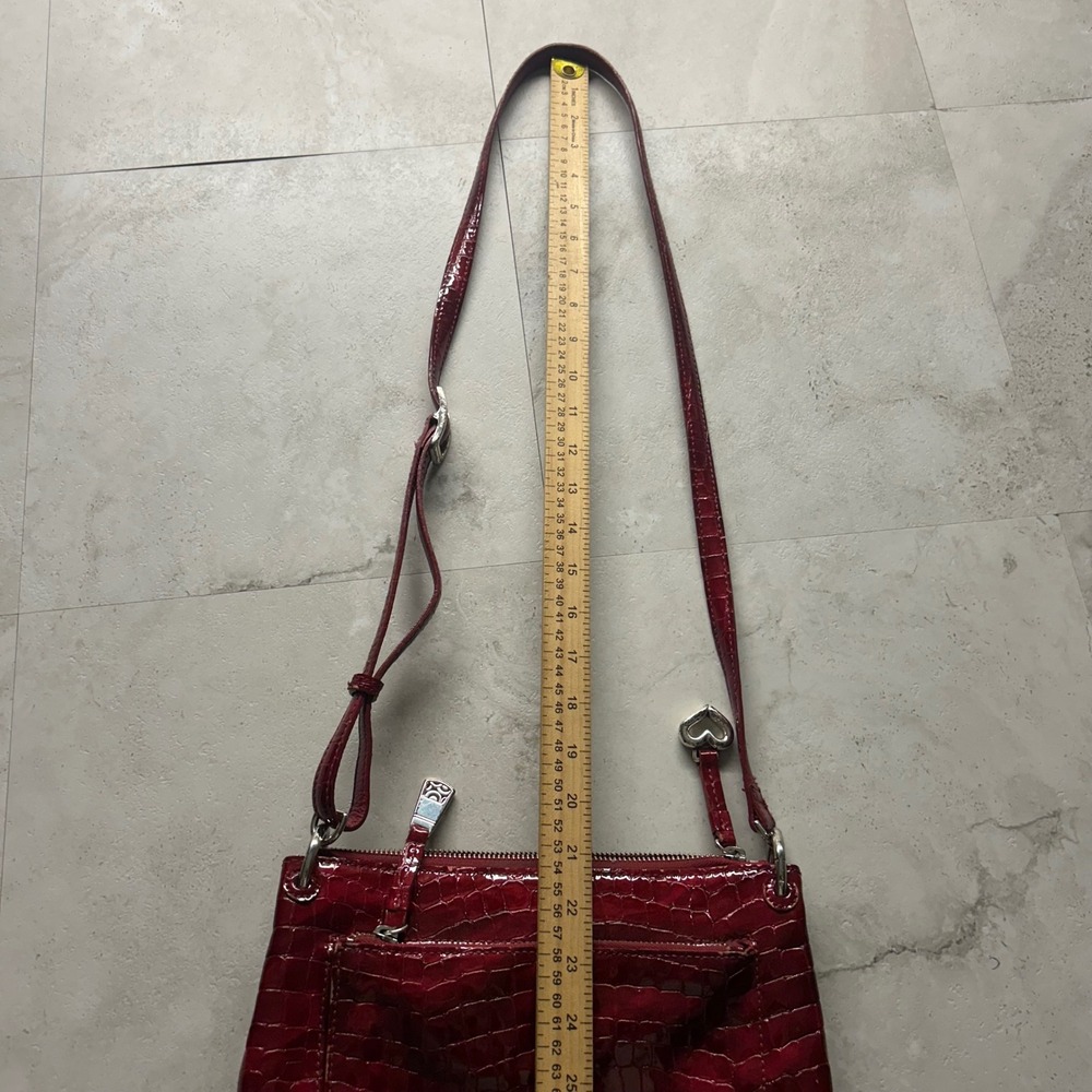 Brighton Crossbody Bag Red Croc Embossed Patent Leather Y2K Heart Charm Small - Picture 5 of 10